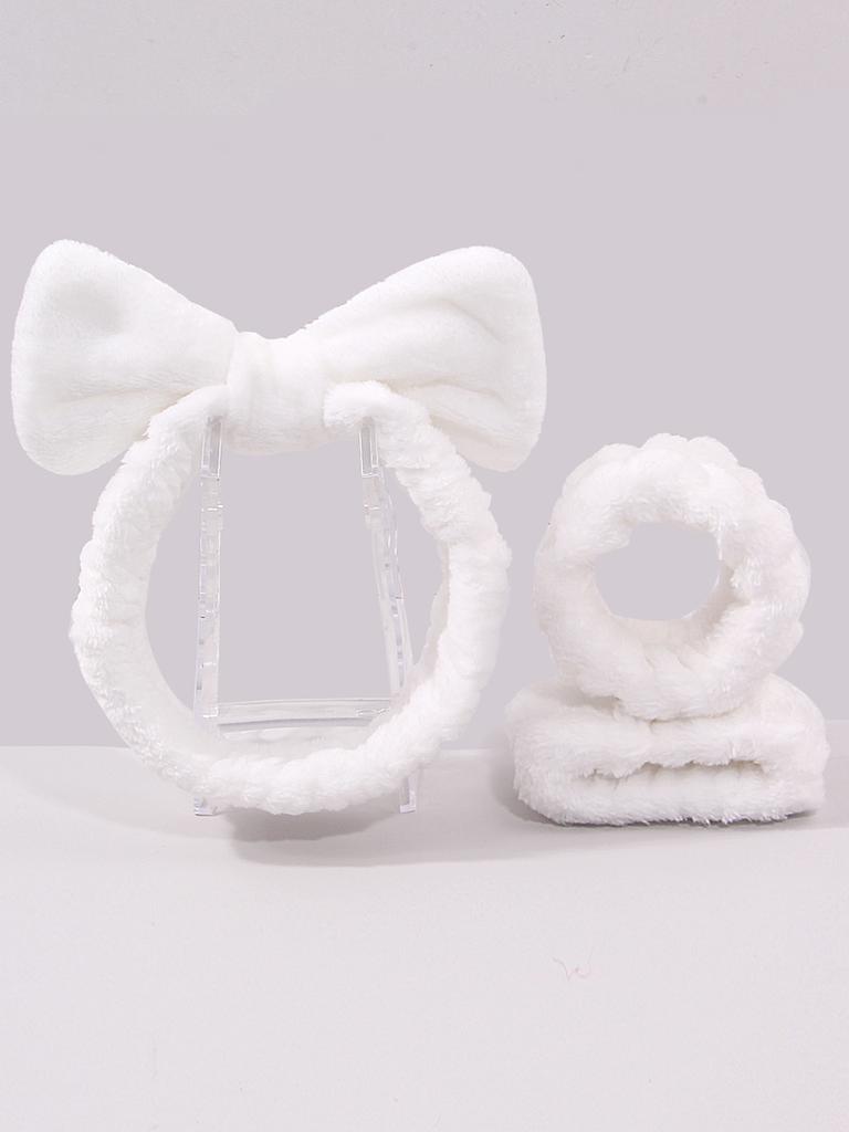 3/6-Piece Set of Plush Bow Face Wash Hair Band/Wrist Strap, Makeup/Toiletry Moisture-Proof Hair Band for Both Men and Women