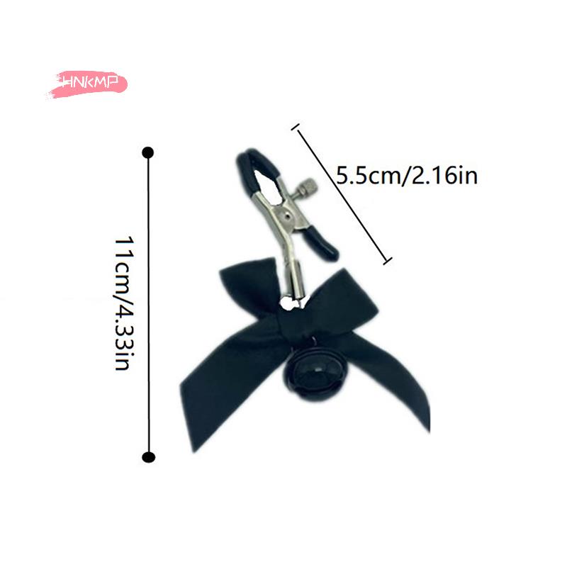 1Pair Bondage Bowknot Nipple Clamps with Small Bell Sexy Metal Breast Stimulation Exotic Accessory Hairball for Women's Sensatio