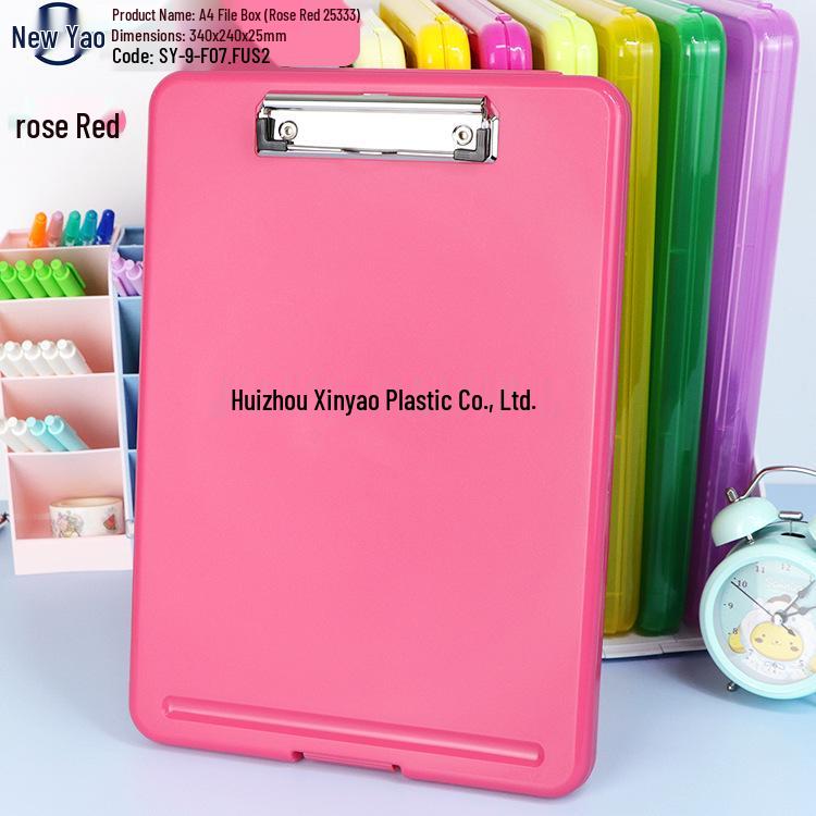Large Capacity A4 File Box with Pen Slot & Clipboard for A5 Paper Storage