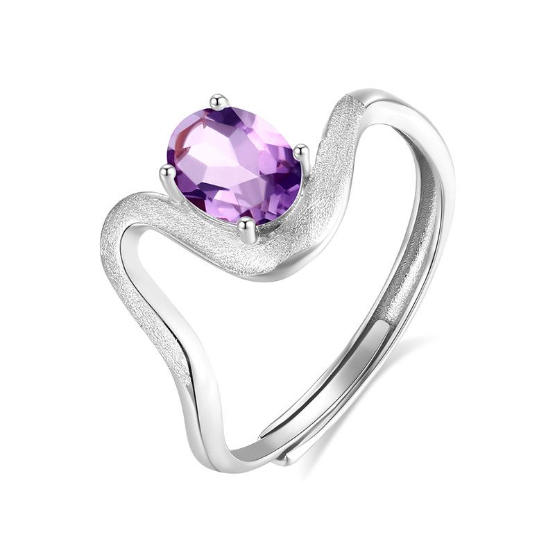 Natural topaz twist arm live ring niche high-end brushed craft crystal stone s925 sterling silver ring women live