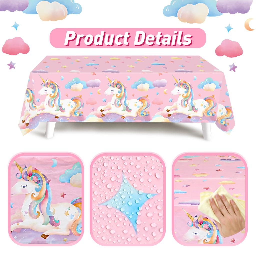 Unicorn Tablecloth Birthday Party Decor Rainbow Unicorn Table Cover Kids Favors Table Cover Girls Baby Shower Party Supplies