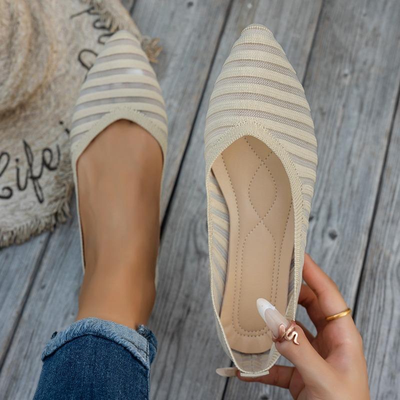 Scarpe Basse a Punta Larga in Maglia da Donna - Mocassini Casual Traspiranti per Primavera/Autunno, Scarpe Comode per Tutti i Giorni