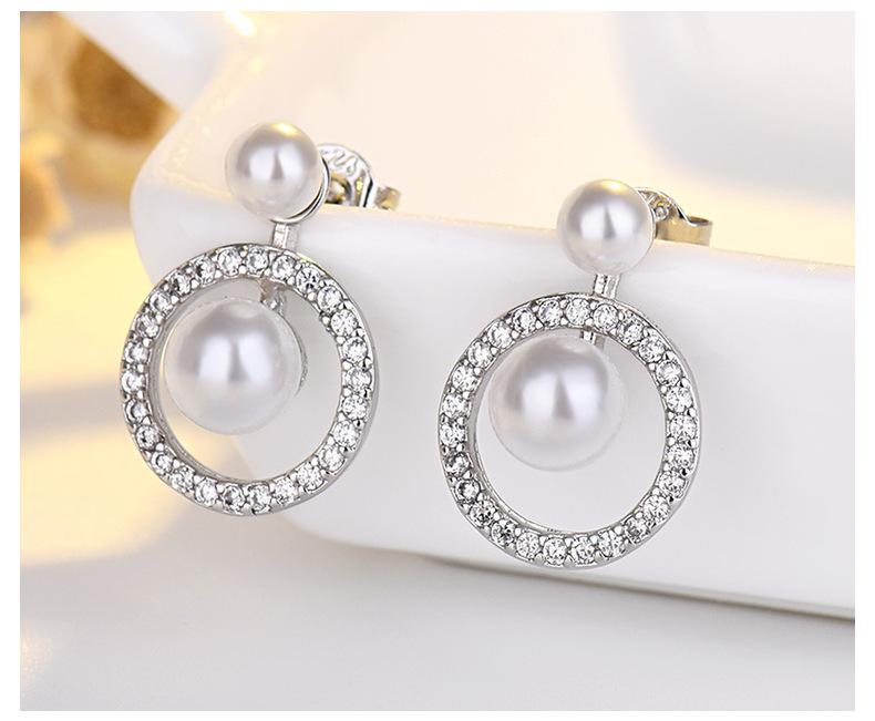 

Круглые модные серьги, серьги с бриллиантами и жемчугом, простые серьги с жемчугом в виде леса