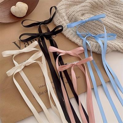 Solid Color Ribbon Hair Clip Female Long Streamer Sweet Temperament Duckbill Clip Simple Hair Accessories