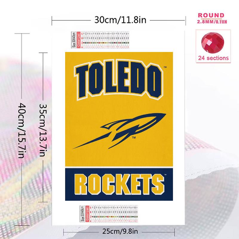 Toledo Rockets 100% Round Full Drill 5D DIY Diamond Painting Embroidery Cross Stitch Rhinestone Décor