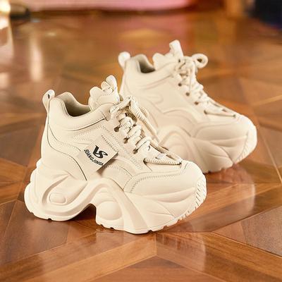 Fashion Women Dad Shoes Thick Sole Height Increasing Casual Shoes Chunky Sole Warm Comfortable Lace Up Platform Sneakers Ladies Shoe