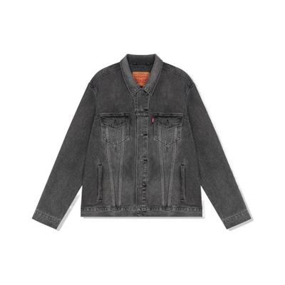 Levis Solid Color Button-Up Long Sleeve Distressed Denim Jacket Men Jackets Smoke-Gray 72334-0606