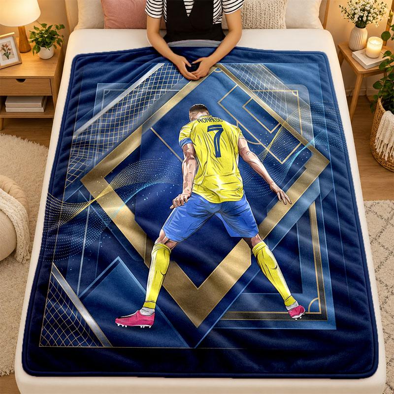 Flannel BlanketCristiano Ronaldo Warm Soft Throw Blanket for Indoor Sofa Bed Living Room Use