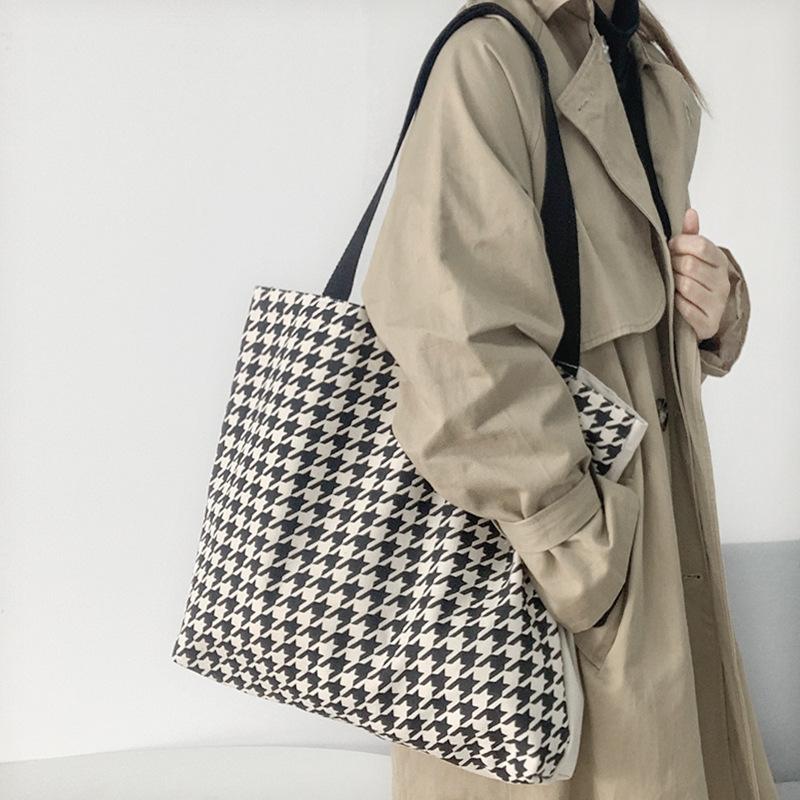 

Новая клетчатая ретро-универсальная холщовая сумка, большая вместительная сумка через плечо