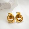 Fashion Multilayer Twist Circle Stud Earring for Women Stainless Steel Gold Silver Mix Color Round Earring Vintage Jewelry Gift