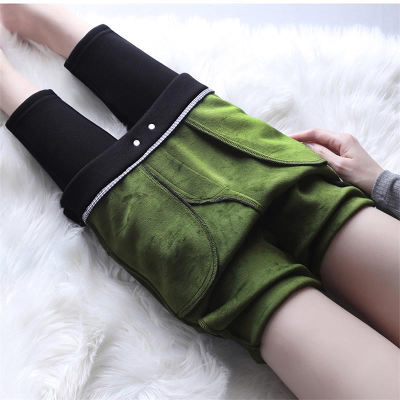 Winter Female High Waist Slimming Elastic Warm Fleece Leggings for Women's Leggings Plush Pants Thickened Casual Pencil Pants