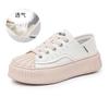 Shell Head Leather Little White Shoes Women's 2025 Spring New Flat-bottomed Sports and Leisure Shoes Women's Fashion Two-wear Women's Shoes Trend