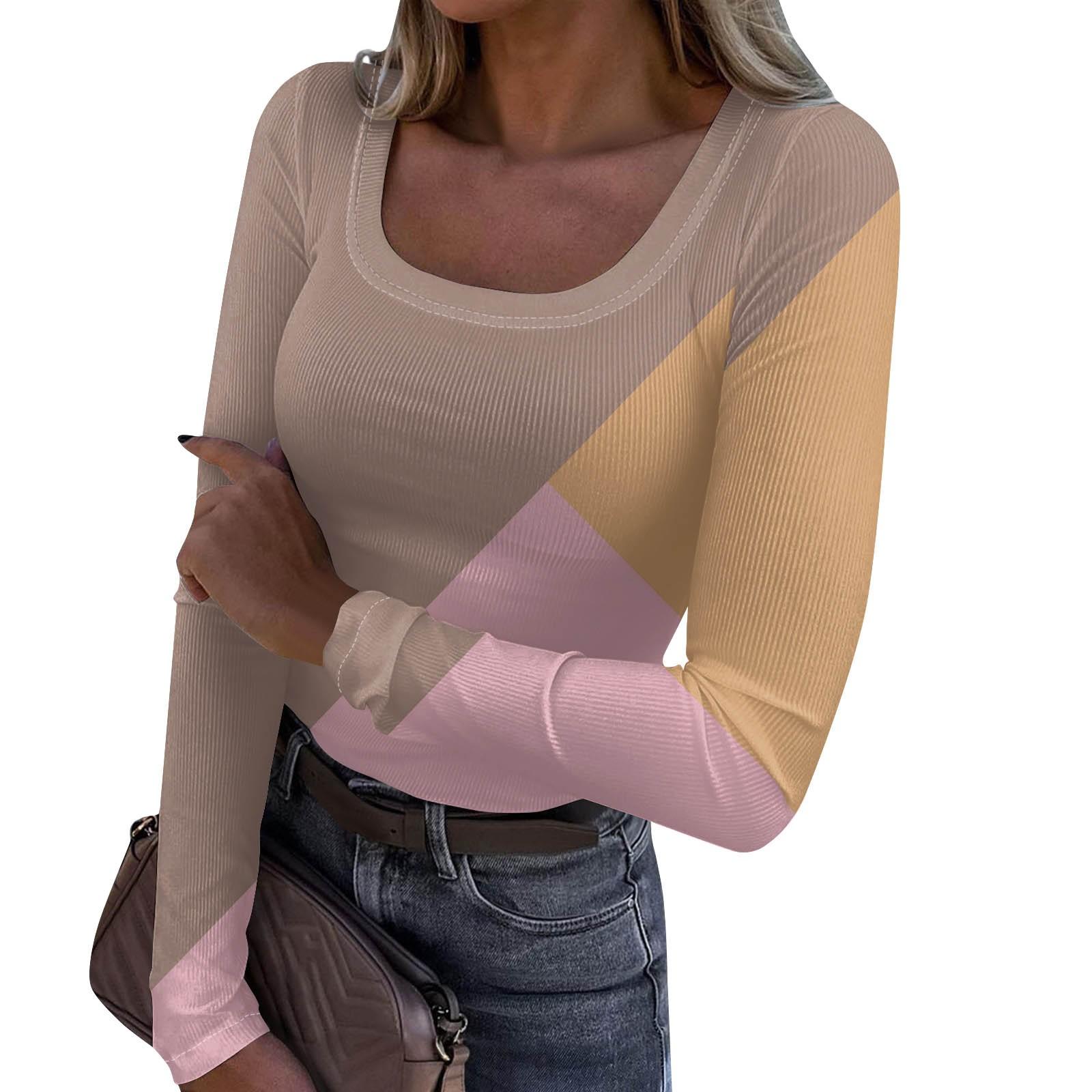 

Жіночий модний тонкий нижній повсякденний пуловер з довгим рукавом і принтом на Хеллоуїн Топ з круглим вирізом XL кавовий