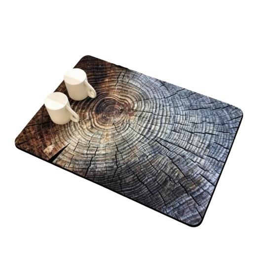 Rutschfeste Bar-Service-Matte 3D Holzmaserung Geschirrtrockenmatte, Kieselgur-Absorbent für Küchenarbeitsplatte, Rutschfest Hitzebeständig Tassen-Kaffee-Pad Multi