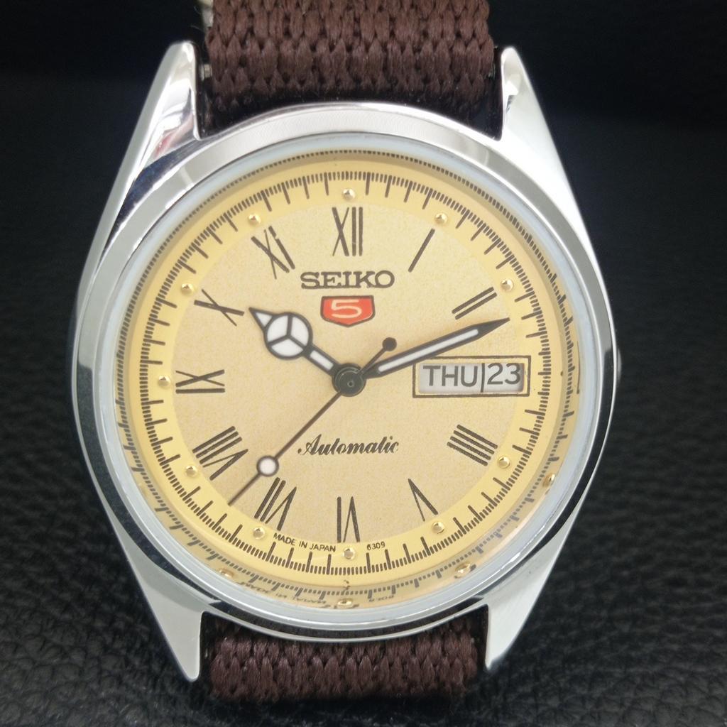 VINTAGE SEIKO 5 AUTOMATIC 6309A REFURBISHED JAPAN MENS GOLDEN WATCH a442159-1