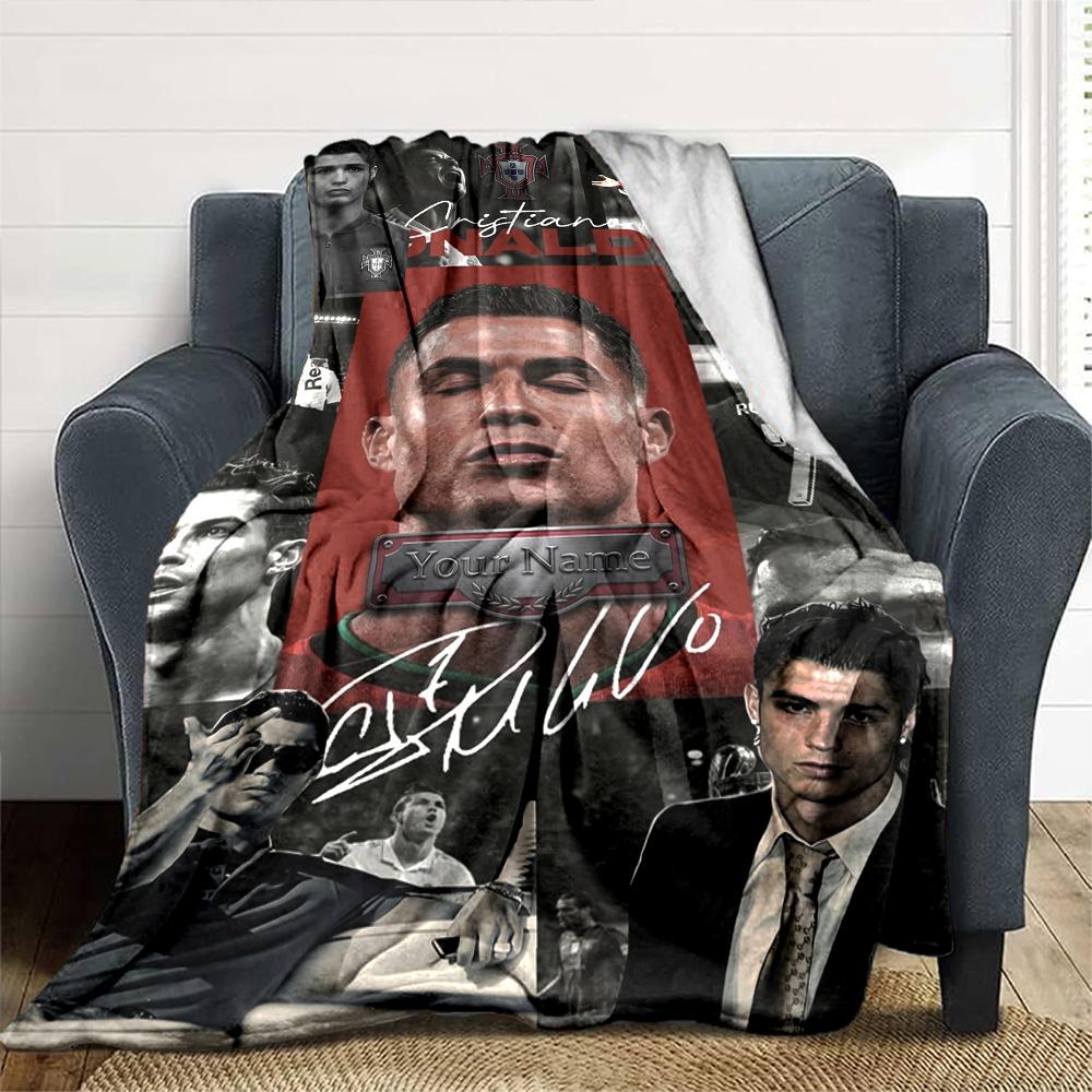 Cristiano Ronaldo (73) Personalized Name Blanket Gift Personalized Blanket Ultra-Soft Perfect for Seaside Bed Livingroom Office Chair for All Occasion