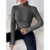Svetr s vysokým límcem a úzkým střihem, Elegantní jednobarevný podzimní a zimní svetr s dlouhým rukávem, Dámské oblečení
