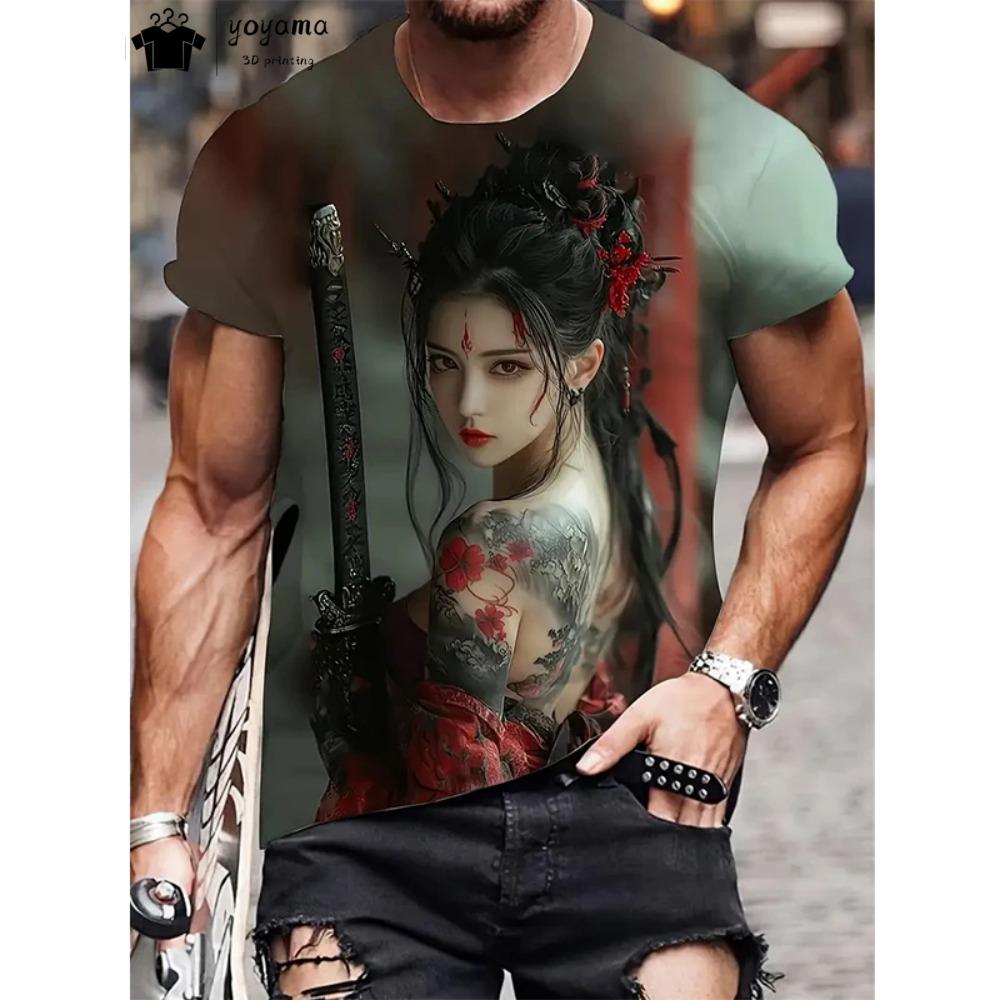

Goddess pattern printed T-shirt for men s fashion trend casual top 5XL