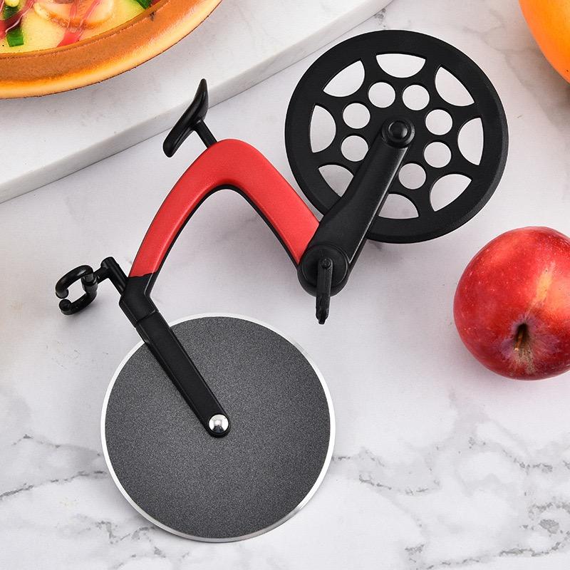 Bicycle-shaped Pizza Cutter ABS Handle 430 Stainless Steel Cutting Wheel with Non-stick Spray Coating Kitchen Pizza Tools