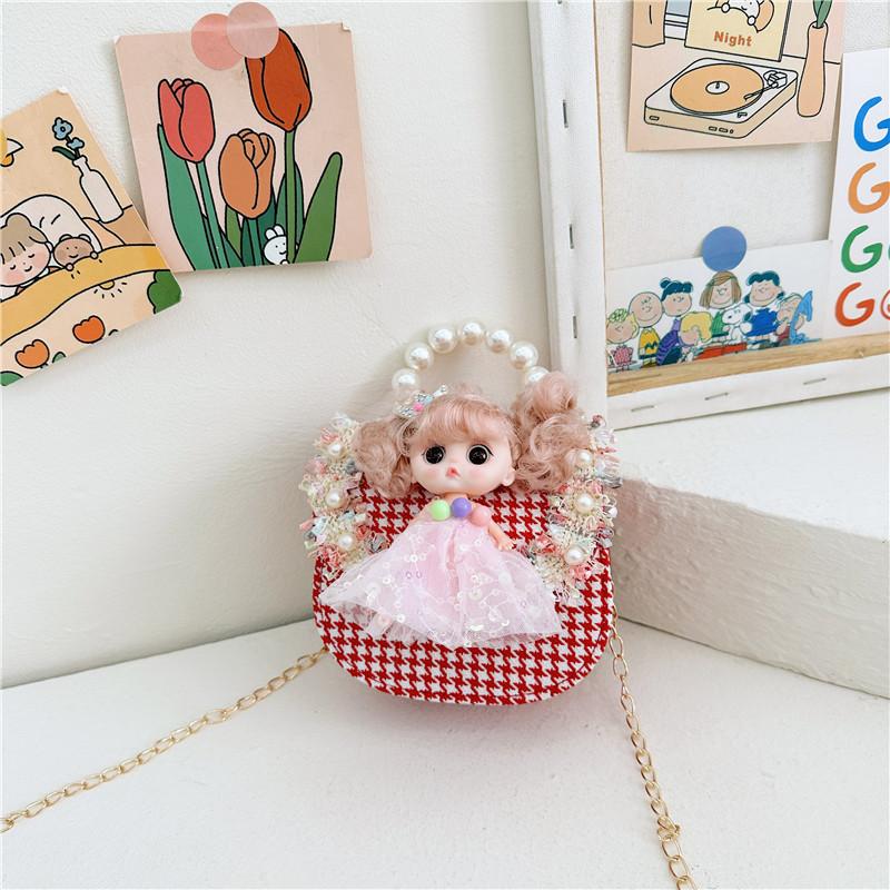 Cute Princess Children's Bag With Stylish Pearl Handle For Little Girls In Colorful Options