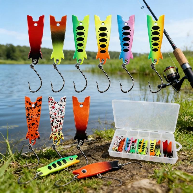 10Pcs Trout Fishing Spoons Lures Set Fishing Spinners Metal Hard Baits with Single Hook Sequins Baits Easy to Use