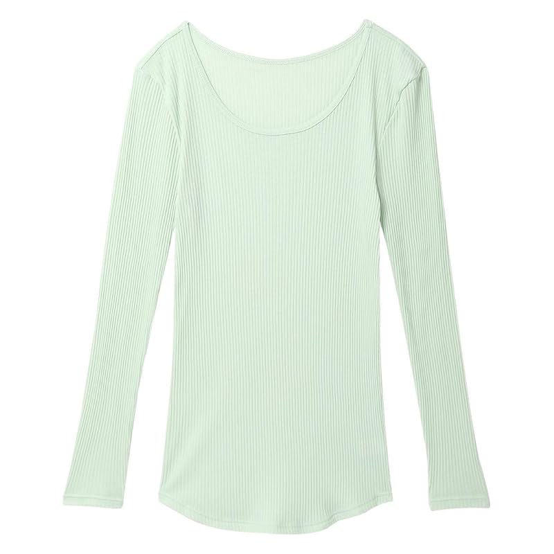 

[Unnana cool] tops (long sleeve) Made of 100% cotton fabric ribbed cotton ladies ME