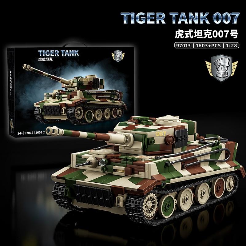 Tiger Tank 007 Camouflage Edition Collectible Building Blocks 1603pcs Military Vehicle Model Educational Toy 97013