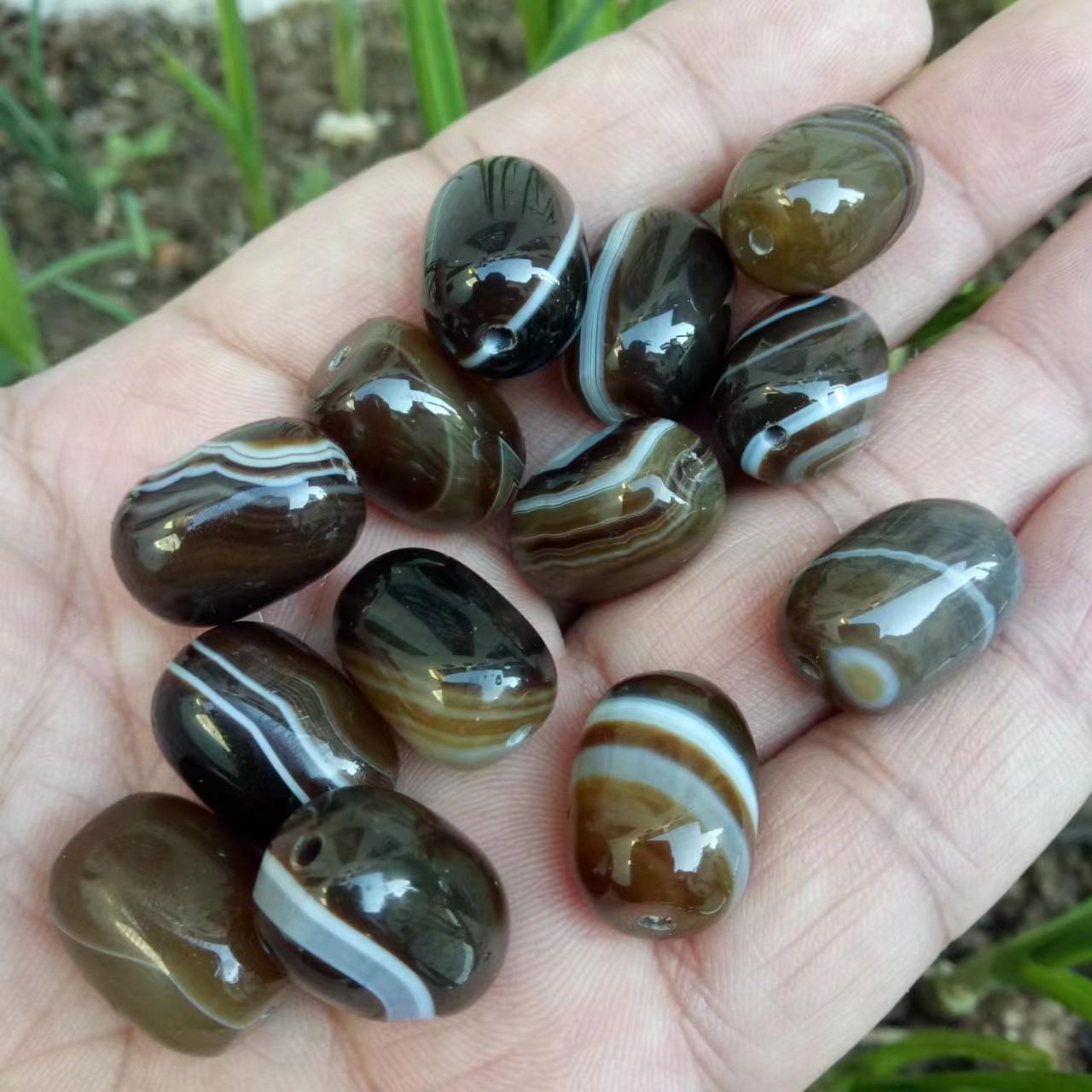 Handmade Wire-Wrapped Agate Barrel Beads for DIY Jewelry