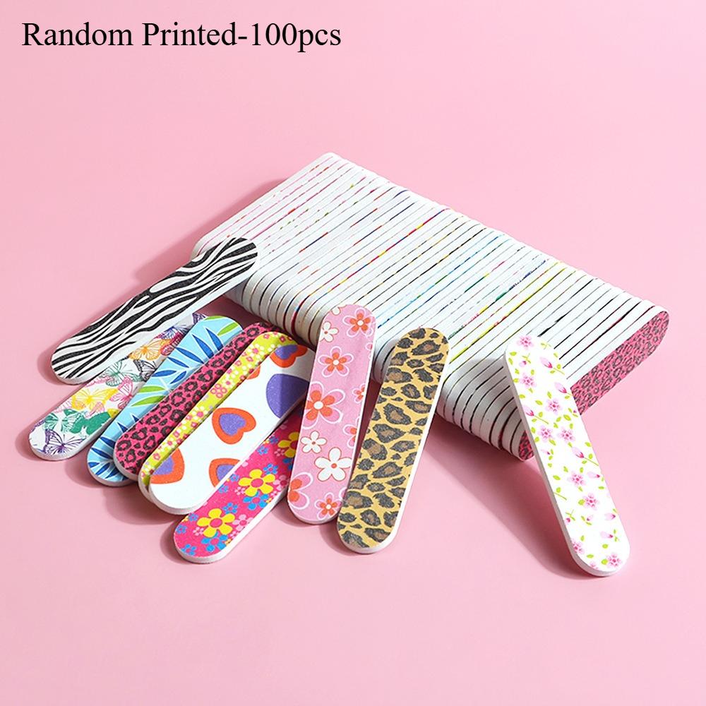 

Набор пилок для ногтей с двусторонней печатью, 100 шт., наждачная пилка, для ногтей рук и ног, профессиональные инструменты для маникюра и педикюра, аксессуары для ногтей