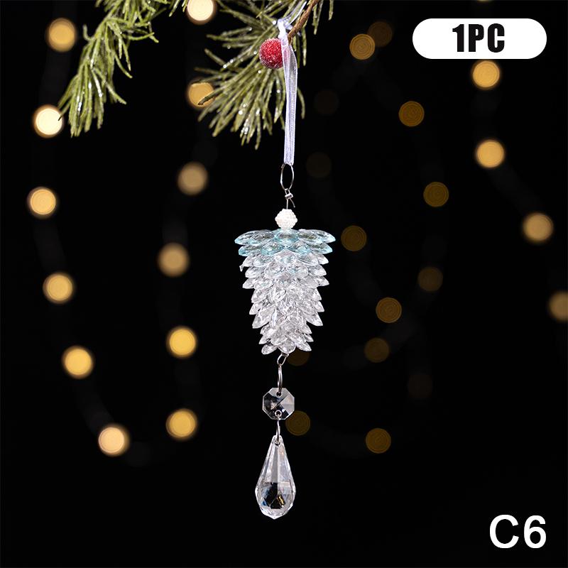 Clear Acrylic Christmas Tree Decorations Christmas Hanging Ornaments Snowflake & Icicle Hanging Decor  Year Party Decorations