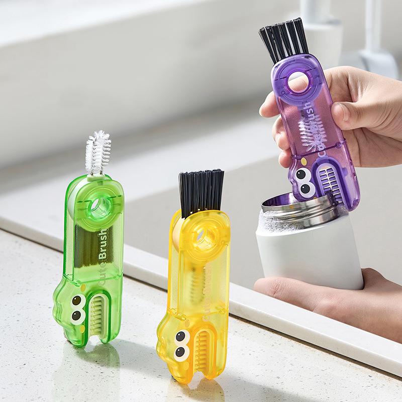 3 In 1 Cup Lid Cleaning Brush, Cup Lid Cleaner With Brush, Multifunctional Portable Crevice Cleaning Brush For Baby Bottle