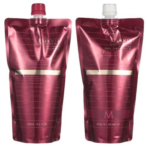 Milbon Plamia Enriched Shampoo 400mL + Treatment M 400g Refill Set