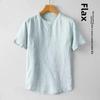 Casual Men's Cotton Linen Blouse Summer Spring O-Neck Button Short Sleeve Beachwear Holiday Blouse Tops