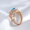 New Vintage Blue Natural Zircon Leaf Ring For Women Ethnic Bride  Rose Gold Color Accessories Party Daily Fine Jewelry