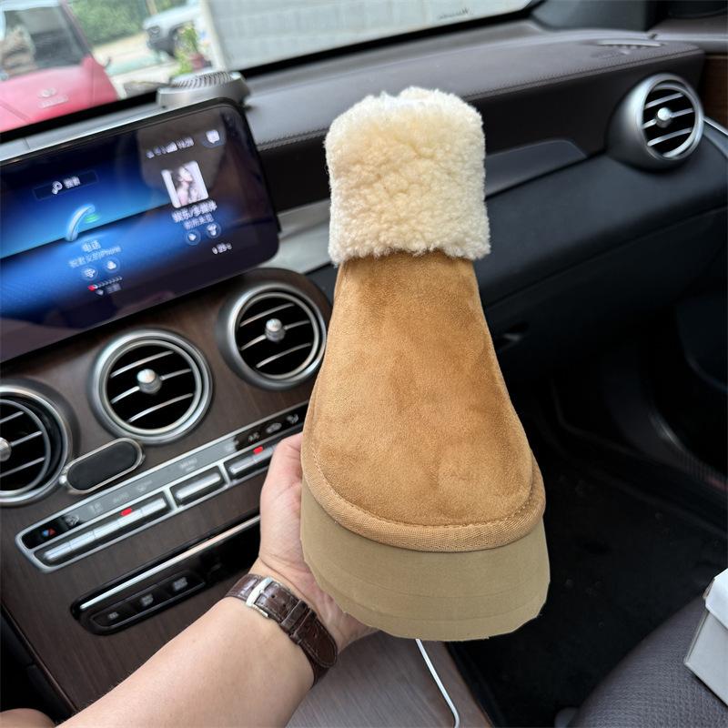 2025 new wool back zipper suede short snow boots women's thick-soled turning wool and velvet thermal shoes non-slip