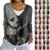 Women's Fashion Casual Knit Sweater Button-Up Halloween Printed  Cardigan Jacket
