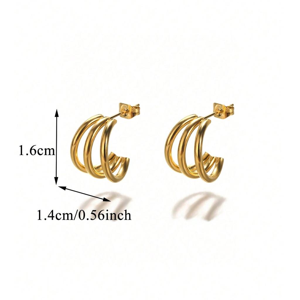 Classic Half Flower Stainless Steel Earring Women Mama 18K Gold-plated Stud Earring Wedding Jewelry Vacation Accessories Gifts