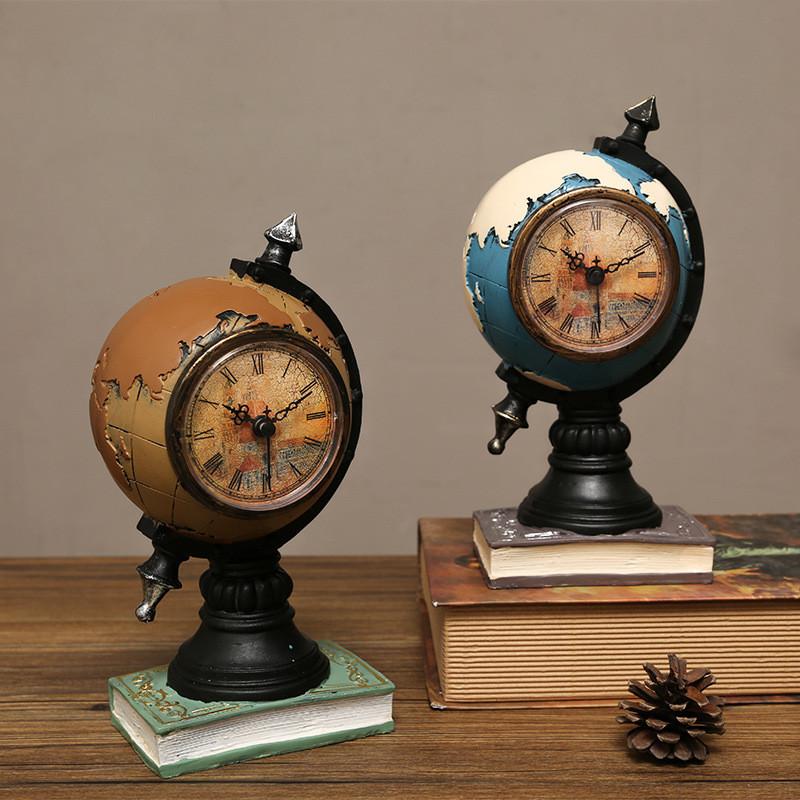 Clock Resin Globe Ornament For Desk Decor In Living Room Or Kids Gifts Room