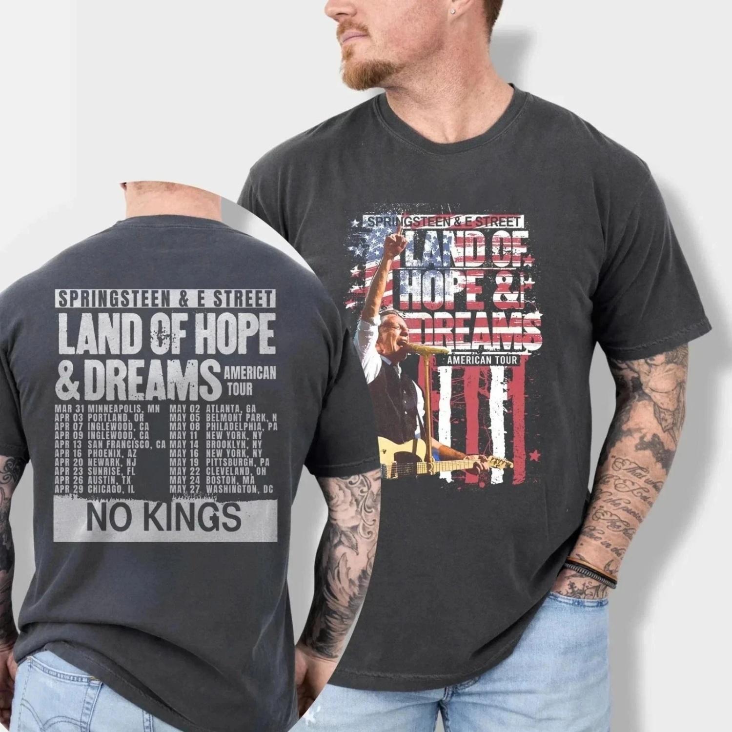 

Bruce Springsteen&E Street Band 2026 World Tour T-shirt Retro Men s and Women s T-shirt Fan Commemorative Printed Casual T-shirt S чёрный