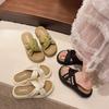 Thick-soled Pearl Slippers for Women To Wear Outside In Summer Versatile Lazy Shoes One-foot Flip-flops