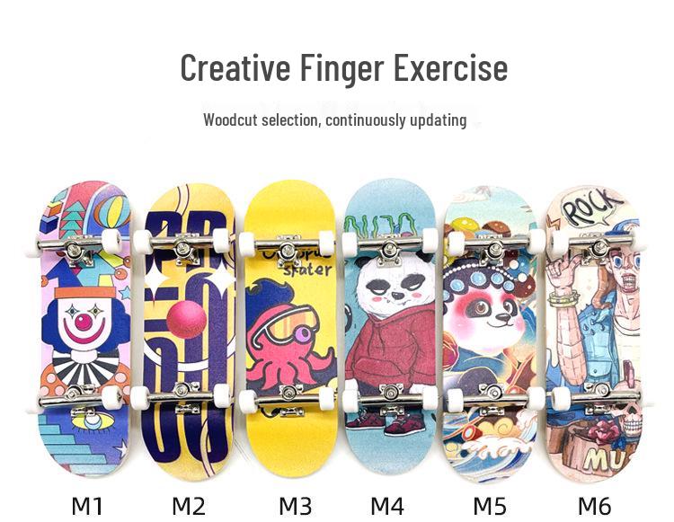 Maple Finger Skateboard with Bearings and Wheels - Mini Double Rocker Board for Kids' Creative Play