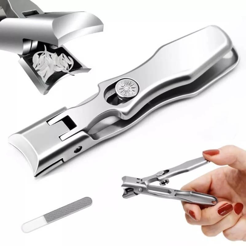 Hochwertiges Edelstahl-Nagelknipser-Set Mit Spritzschutz Für Dicke Nägel Im Stilvollen Metallkoffer