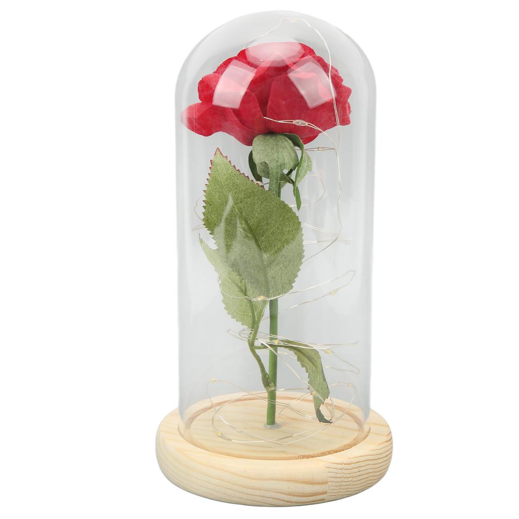 Rose in Glaskuppel Glücklich Schöne Symbolik Romantische Verzauberte Rose Romantische Geschenke mit LED-Licht