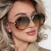 Hip Hop Sun Glasse Oversize Frame Anti-UV Spectacles Double Beam Eyeglasses Personality Temples Ornamental Women Sunglasses