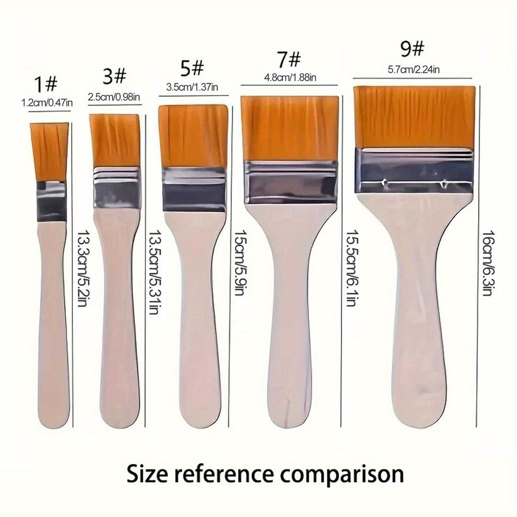 1pc Nylon Flat Brushes with Wooden Handles - High-Quality Oil Painting Brushes for Artistic Creations, Dust-Free & Easy to Clean