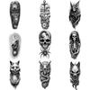 3pcs Temporary Tattoo Waterproof Long-lasting Body Stickers Wolf With Tentacles  And Ship Caged Bird For Arms Men Adults