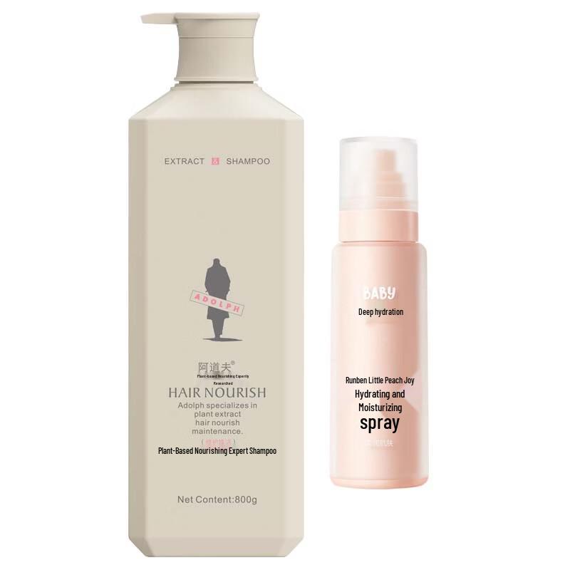 ADOLPH Herbal Repair & Revitalize Shampoo (800g) with Runben Peach Moisturizing Spray