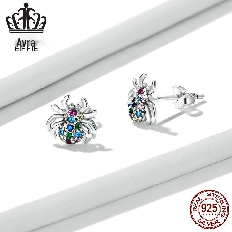 Everlove Dazzling Spider Stud Earrings In Sterling Silver with Colorful Zircon