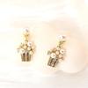 High-End Pearl and Diamond Popcorn Pendant Earrings - European & American Style, Gold-Plated Copper