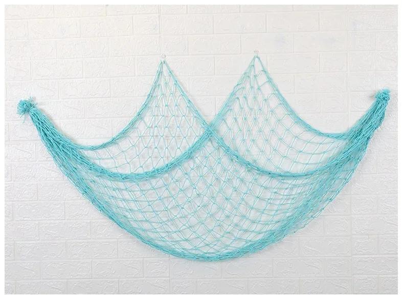 

Ceative Decor Nets Hemp Rope Mediterranean Hanging Net Wall Decor Room Party Decorative Fishing Net Playground Gift Boho Style світло-синій колір